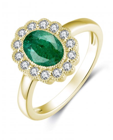 OVAL EMERALD DIAMOND RING (TR3498)